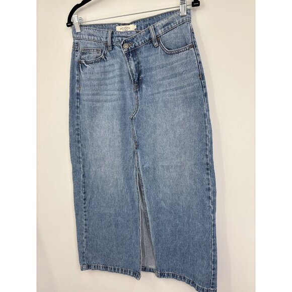Hidden Midi Front Slit Peyton Denim Jean Skirt Size Small - Picture 5 of 8
